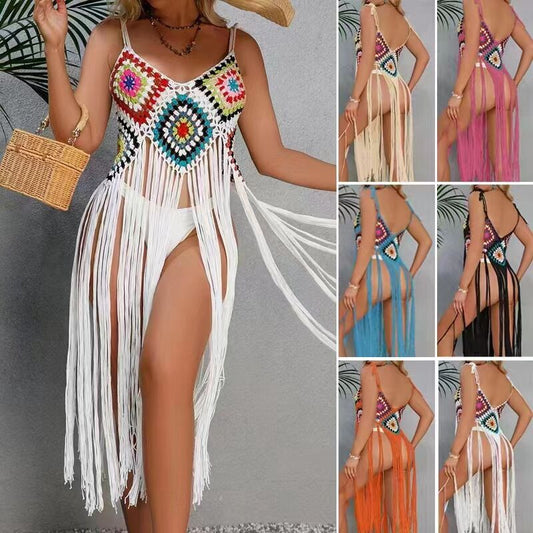 Pure Handmade Crochet fringe beach midlength skirt,beach bikini Cover Up